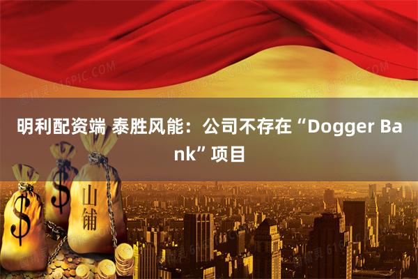 明利配资端 泰胜风能：公司不存在“Dogger Bank”项目