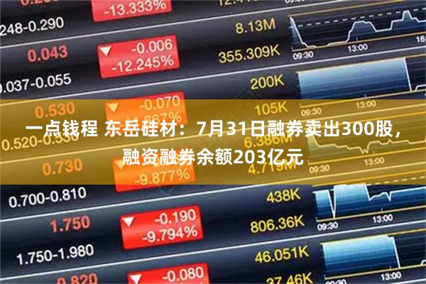 一点钱程 东岳硅材：7月31日融券卖出300股，融资融券余额203亿元