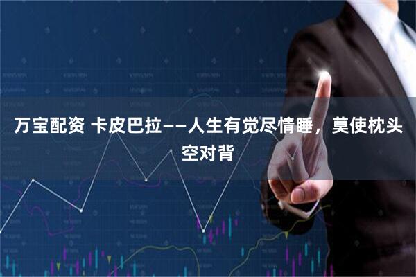 万宝配资 卡皮巴拉——人生有觉尽情睡，莫使枕头空对背